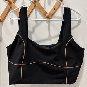 Abercrombie & Fitch Black Sports Bra with Tan Piping size XXL